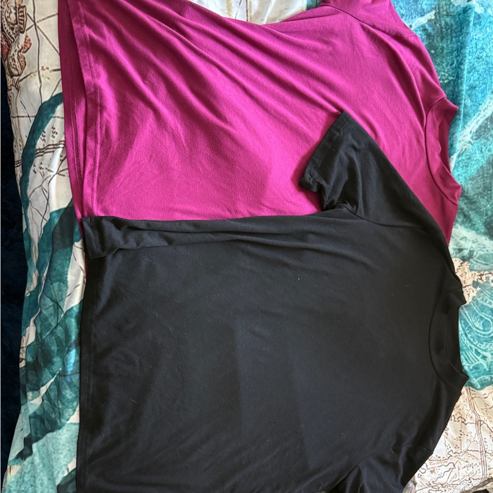 Women's Black and Burgundy Tops